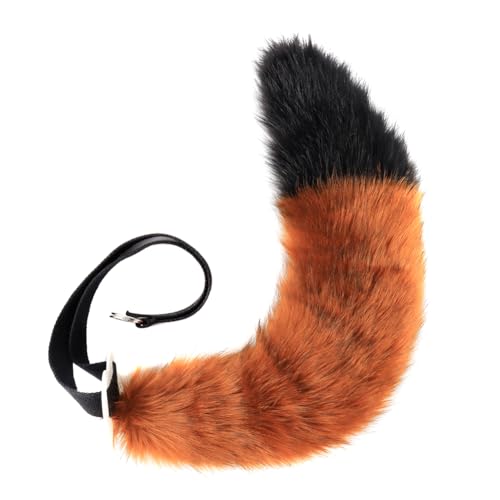 Asudaro Fox Cosplay Fuchsohren Cosplay Set Fuchs Ohren Tierohren Schwanz Set Handgefertigtes Fuchs Ohren Kopf Zubehör Fuchsohren Cosplay Kostüm Party Zubehör Weihnachtsfeier Braun-Schwarz Schwanz von Asudaro