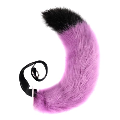 Asudaro Fox Cosplay Fuchsohren Cosplay Set Fuchs Ohren Tierohren Schwanz Set Handgefertigtes Fuchs Ohren Kopf Zubehör Fuchsohren Cosplay Kostüm Party Zubehör Weihnachtsfeier Lila-Schwarz Schwanz von Asudaro