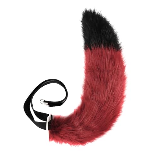 Asudaro Fox Cosplay Fuchsohren Cosplay Set Fuchs Ohren Tierohren Schwanz Set Handgefertigtes Fuchs Ohren Kopf Zubehör Fuchsohren Cosplay Kostüm Party Zubehör Weihnachtsfeier Rot-Schwarz Schwanz von Asudaro