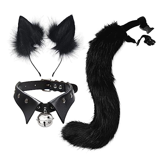 Asudaro Fuchs Cosplay Kostüm-Set, Fuchsschwanz und Ohren Cosplay Plüsch Haarbänder Kinder Erwachsene Cosplay Halloween Tier Thema Party Kostüm Cute Hair Clips Party Requisiten Typ 1 von Asudaro