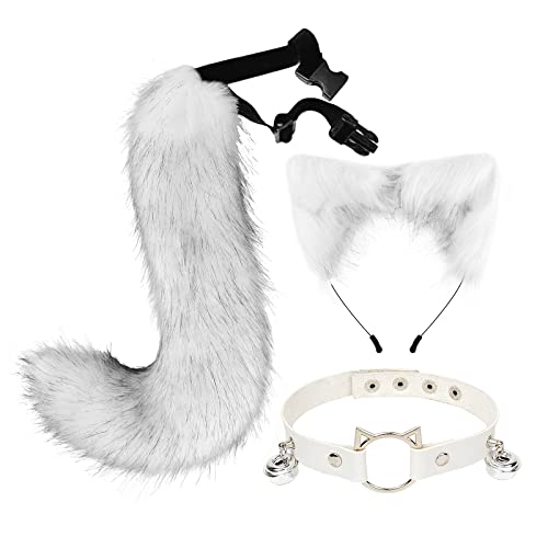 Asudaro Fuchsohren und Schwanz-Set,pelzige Ohren, Stirnband mit Schwanz, Fuchsohren Kopfbedeckung Kostüm Zubehör, Halloween, Cosplay, Party, Fuchs-Kostüme, Mottoparty, Karneval Fuchs von Asudaro