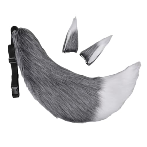 Asudaro Fuchsschwanz Plüsch Cosplay Fuchspelzschwanz Cosplay Kostüm Haarspangen-Set, Halloween-Tier-Stirnband, Plüschschwanz, Katzenohren, Füchse Wolf Ohren Schwanz Kostüm von Asudaro