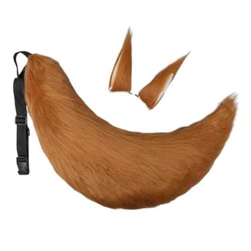 Asudaro Fuchsschwanz Plüsch Cosplay Fuchspelzschwanz Cosplay Kostüm Haarspangen-Set, Halloween-Tier-Stirnband, Plüschschwanz, Katzenohren, Füchse Wolf Ohren Schwanz Kostüm von Asudaro