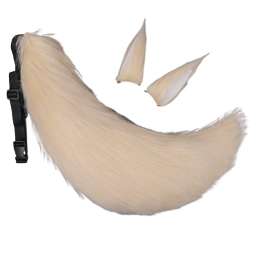 Asudaro Fuchsschwanz Plüsch Cosplay Fuchspelzschwanz Cosplay Kostüm Haarspangen-Set, Halloween-Tier-Stirnband, Plüschschwanz, Katzenohren, Füchse Wolf Ohren Schwanz Kostüm von Asudaro