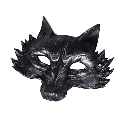 Asudaro Gesichtsschutzmaske für Halloween-Maskenball, Teufel/3D-Wölfe/Flügel/Fuchs, PU-Tier-Gesichtsschutzmaske für Rollenspiele, Cosplay von Asudaro