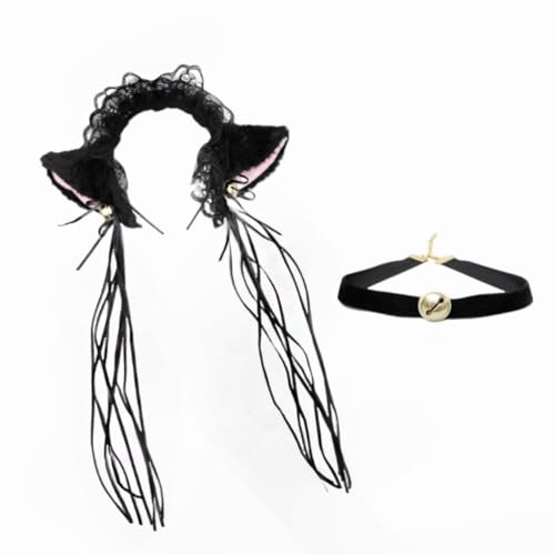 Asudaro Haarband Stirnband mit Glocken Bogen Katzenohren Haarreif Fuchsohren mit Glocken Tier Anime Kunstpelz für Frauen Mädchen Cosplay Kostümfest von Asudaro
