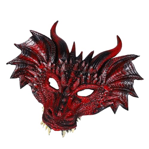 Asudaro Halloween Tiergesichtsbedeckung PU Gorillas/Drache/3D Dinosaurier/Fledermaus/Wölfe/Elch/Kuh/Hexe Maskenballmaske für Cosplay von Asudaro