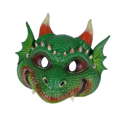 Asudaro Halloween Tiergesichtsbedeckung PU Gorillas/Drache/3D Dinosaurier/Fledermaus/Wölfe/Elch/Kuh/Hexe Maskenballmaske für Cosplay von Asudaro