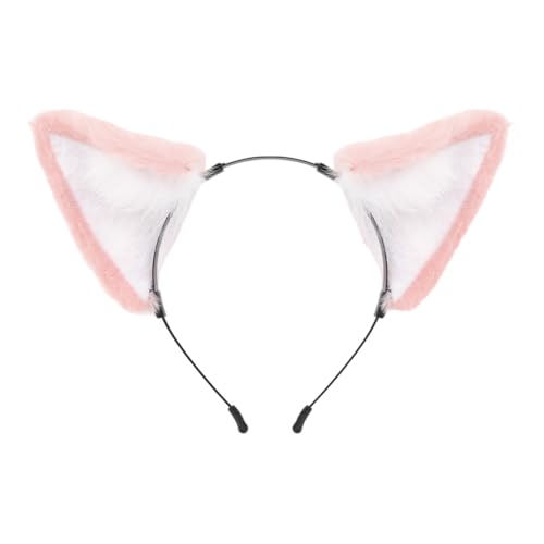 Asudaro Handgefertigtes katzenohren Fuchs Ohren Halloween Kostüm Zubehör Stirnband Fursuit Kopfbedeckung Cosplay Kostüm Party Zubehör Damen und Kinder Mottoparty, Karneval Dunkelrosa von Asudaro