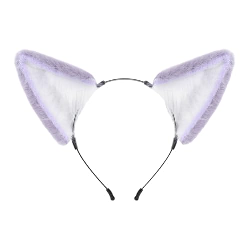 Asudaro Handgefertigtes katzenohren Fuchs Ohren Halloween Kostüm Zubehör Stirnband Fursuit Kopfbedeckung Cosplay Kostüm Party Zubehör Damen und Kinder Mottoparty, Karneval Lila von Asudaro