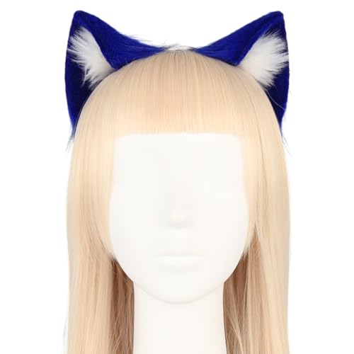 Asudaro Katzenohren Haarreif,Anime Katze Cosplay,Katze Ohr Stirnband Haarband mit Katzen Haarreif Katzeohren Anime Katze Cosplay für Kinder Erwachsene Halloween Cosplay Blau und Weiß von Asudaro