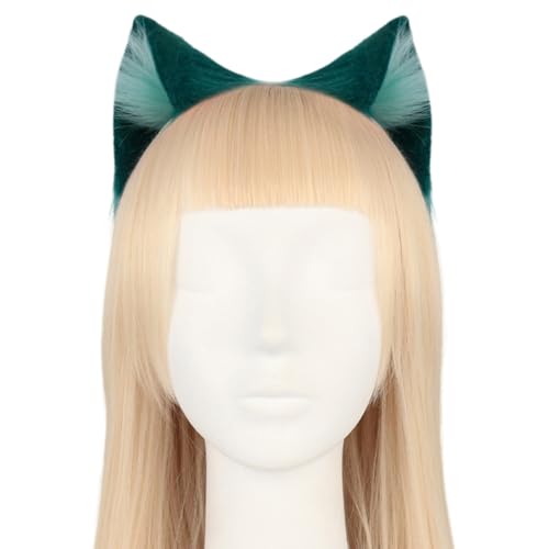 Asudaro Katzenohren Haarreif,Anime Katze Cosplay,Katze Ohr Stirnband Haarband mit Katzen Haarreif Katzeohren Anime Katze Cosplay für Kinder Erwachsene Halloween Cosplay Grün von Asudaro