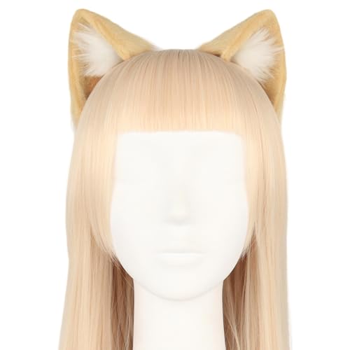 Asudaro Katzenohren Haarreif,Anime Katze Cosplay,Katze Ohr Stirnband Haarband mit Katzen Haarreif Katzeohren Anime Katze Cosplay für Kinder Erwachsene Halloween Cosplay Kamel und Weiß von Asudaro