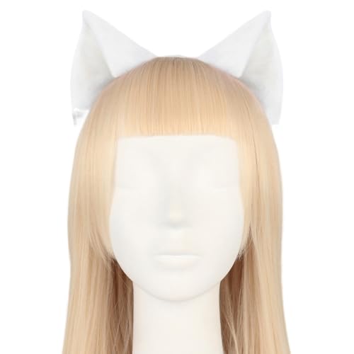 Asudaro Katzenohren Haarreif,Anime Katze Cosplay,Katze Ohr Stirnband Haarband mit Katzen Haarreif Katzeohren Anime Katze Cosplay für Kinder Erwachsene Halloween Cosplay Weiß von Asudaro