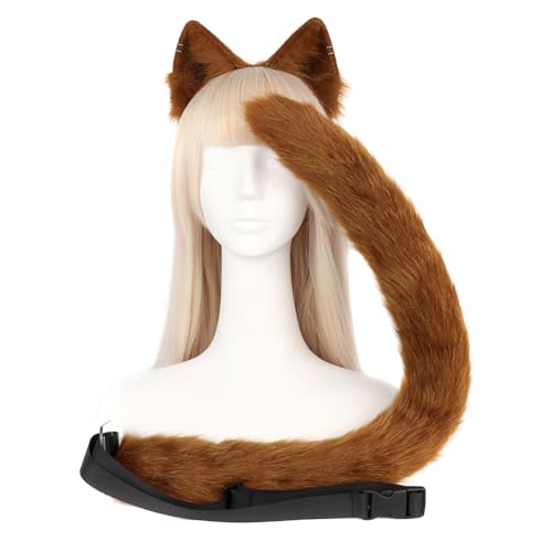 Asudaro Katzenohren Haarreif,Anime Katze Cosplay,Katze Ohr Stirnband Haarband mit Katzen Haarreif Katzeohren Anime Katze Cosplay für Kinder Erwachsene Halloween Cosplay braun von Asudaro