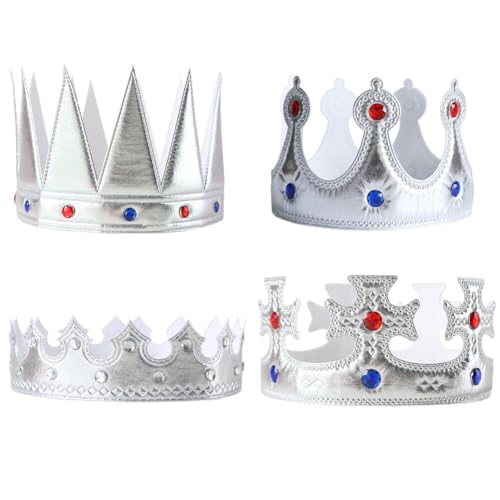 Asudaro König Kinderkrone Royal Crown Tiara Royal Crown Tiara, Kostüm Zubehör Für Die Party Dekor Halloween Plastik silbrig von Asudaro