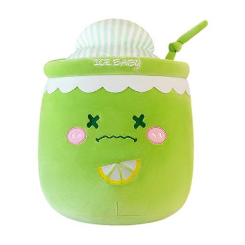 Asudaro Kuscheltier Milchtee, Ice Bubble Tea Cup Plüschtierkissen Gefülltes Bubble Tea Cup Plüschkissen Spielzeug Umarmungskissen für Kinder und Mädchen,Grün 45cm von Asudaro