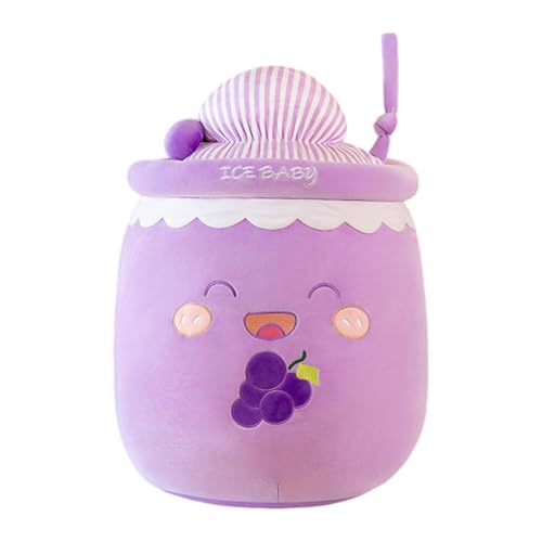 Asudaro Kuscheltier Milchtee, Ice Bubble Tea Cup Plüschtierkissen Gefülltes Bubble Tea Cup Plüschkissen Spielzeug Umarmungskissen für Kinder und Mädchen,Lila 45cm von Asudaro