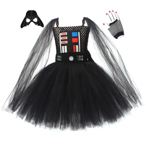 Asudaro Mädchen Cosplay Costume,Schwarzes Kleid für Mädchen,Gothic Cosplay Kinder Dress für Cosplay Cosplay Costume für Weihnachten Karneval Joker Cosplay Für Mädchen mit Handschuhe und Augenmaske(L) von Asudaro