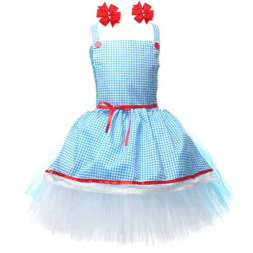 Asudaro Mädchen Costume Tüll Kleid,Dorothy Prinzessin Kostüm Kleid,Mädchen Cosplay Karneval Verkleidung Party Prinzessin Kleid,Kleid Halloween Karnival Cosplay Partykleid für Mädchen(M) von Asudaro