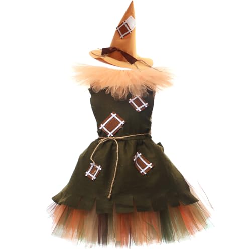 Asudaro Mädchen Costume Tüll Kleid,Vogelscheuche Prinzessin Kostüm Kleid,Mädchen Cosplay Karneval Verkleidung Party Prinzessin Kleid,Kleid Halloween Karnival Cosplay Partykleid für Mädchen(L) von Asudaro