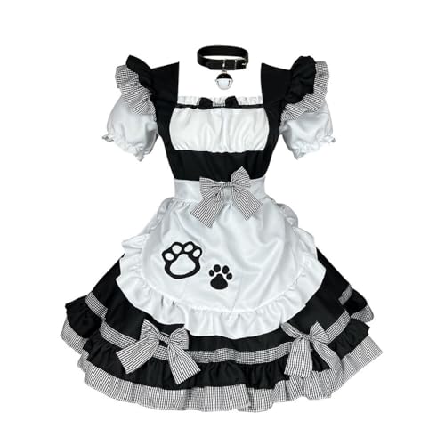 Asudaro Maid Dress Kleid Kostüm Cosplay Outfit Schürze Kleid Anime Cosplay Lolita Sexy Dienstmädchen Uniform Damen Französisch Maid für Frauen Damen Schürze Uniform Cosplay Dessous Outfit Schwarz von Asudaro