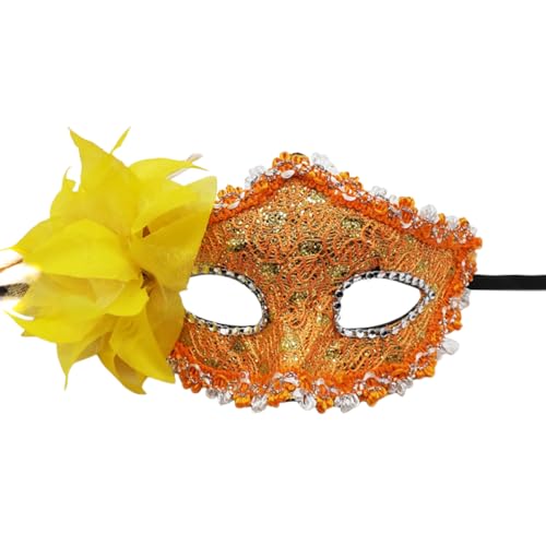 Asudaro Maskenball-Maske 1/4/12 Stück, Spitze, seitliche Blume, halbe Gesichtsmaske aus Kunststoff, Spitzen-Augenabdeckung, Feder-Blumen-Gesichtsbedeckung, Maske für Tänzerbälle, Auftritte von Asudaro