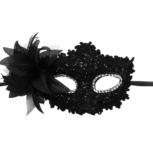 Asudaro Maskenball-Maske 1/4/12 Stück, Spitze, seitliche Blume, halbe Gesichtsmaske aus Kunststoff, Spitzen-Augenabdeckung, Feder-Blumen-Gesichtsbedeckung, Maske für Tänzerbälle, Auftritte von Asudaro