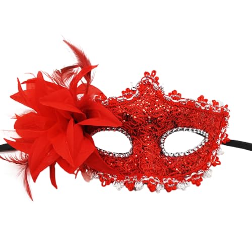 Asudaro Maskenball-Maske 1/4/12 Stück, Spitze, seitliche Blume, halbe Gesichtsmaske aus Kunststoff, Spitzen-Augenabdeckung, Feder-Blumen-Gesichtsbedeckung, Maske für Tänzerbälle, Auftritte von Asudaro