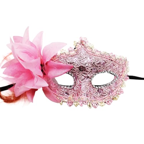 Asudaro Maskenball-Maske 1/4/12 Stück, Spitze, seitliche Blume, halbe Gesichtsmaske aus Kunststoff, Spitzen-Augenabdeckung, Feder-Blumen-Gesichtsbedeckung, Maske für Tänzerbälle, Auftritte von Asudaro