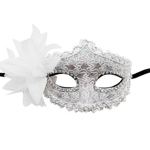 Asudaro Maskenball-Maske 1/4/12 Stück, Spitze, seitliche Blume, halbe Gesichtsmaske aus Kunststoff, Spitzen-Augenabdeckung, Feder-Blumen-Gesichtsbedeckung, Maske für Tänzerbälle, Auftritte von Asudaro