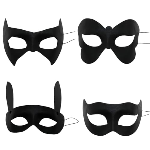 Asudaro Maskerade-Gesichtsmaske, 1/4/8 Stück, Halloween, randlos, schwarz, halbes Gesicht, Kunststoff, Fledermausaugen, Abdeckung, Heldenrollen-Gesichtsmaske für Cosplay Auftritt Maskerade Party von Asudaro