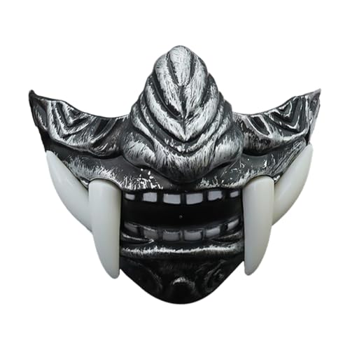 Asudaro Maskerade-Gesichtsmaske, 1/4 Stück, Halloween-Fang, gruselige Zähne, halbes Gesicht, Gesichtsbedeckung aus Kunststoff, Horror-Gesichtsmaske mit freiliegenden Zähnen für Cosplay von Asudaro