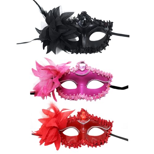 Asudaro Maskerade-Gesichtsmaske, 3/9 Stück, Halloween, randlos, schwarz, Halbmaske aus Kunststoff, Heldenrolle, Gesichtsschutzmaske für Männer Bälle Rollenspiele Cosplay Auftritt Maskerade Party von Asudaro