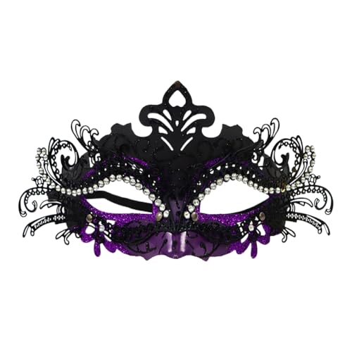 Asudaro Maskerade-Gesichtsmaske, Halbgesichtsmaske, Damen, Strasssteine, ausgehöhlte Gesichtsbedeckung aus Eisen, Maske für Damen, Halloween, Weihnachten, Auftritt, Urlaub, Cocktailparty von Asudaro