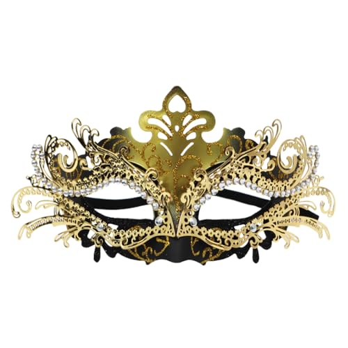 Asudaro Maskerade-Gesichtsmaske, Halbgesichtsmaske, Damen, Strasssteine, ausgehöhlte Gesichtsbedeckung aus Eisen, Maske für Damen, Halloween, Weihnachten, Auftritt, Urlaub, Cocktailparty von Asudaro