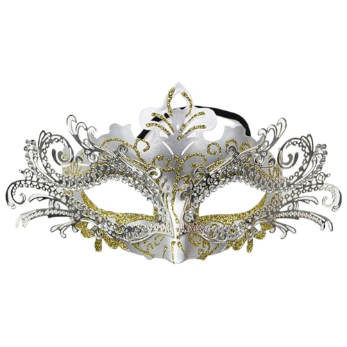 Asudaro Maskerade-Gesichtsmaske, Halbgesichtsmaske, Damen, Strasssteine, ausgehöhlte Gesichtsbedeckung aus Eisen, Maske für Damen, Halloween, Weihnachten, Auftritt, Urlaub, Cocktailparty von Asudaro