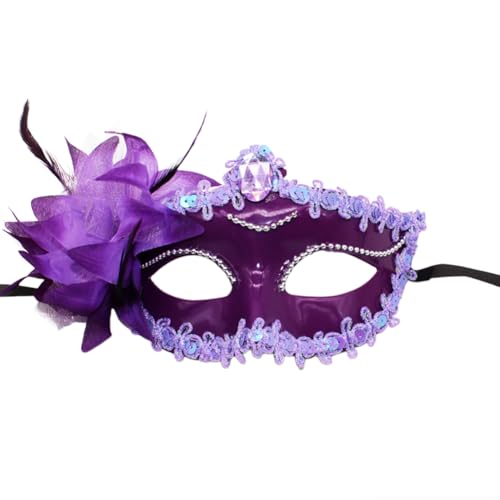 Asudaro Maskerade-Gesichtsmaske, seitliche Blume, halbes Gesicht, Kunststoff-Pailletten, Gesichtsbedeckung für Damenbälle, Modenschau, Cosplay, Auftritt, Maskerade, Halloween-Party von Asudaro