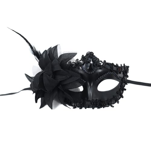 Asudaro Maskerade-Gesichtsmaske, seitliche Blume, halbes Gesicht, Kunststoff-Pailletten, Gesichtsbedeckung für Damenbälle, Modenschau, Cosplay, Auftritt, Maskerade, Halloween-Party von Asudaro