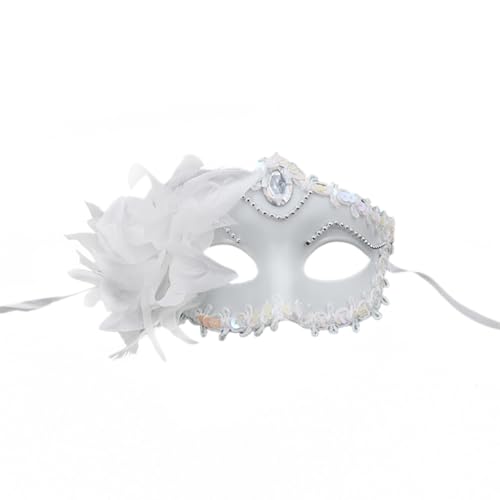 Asudaro Maskerade-Gesichtsmaske, seitliche Blume, halbes Gesicht, Kunststoff-Pailletten, Gesichtsbedeckung für Damenbälle, Modenschau, Cosplay, Auftritt, Maskerade, Halloween-Party von Asudaro