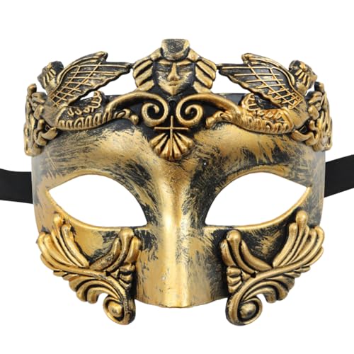 Asudaro Maskerade-Gesichtsmaske 1 STK/5 STK Ritter Halbgesichtsmaske Kunststoff Krieger Metallic Gesichtsschutzmaske für Männer Earl Fashion Show Cosplay Performance Maskerade Halloween von Asudaro