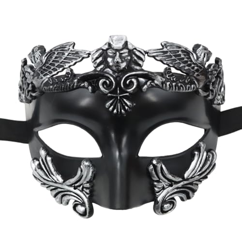 Asudaro Maskerade-Gesichtsmaske 1 STK/5 STK Ritter Halbgesichtsmaske Kunststoff Krieger Metallic Gesichtsschutzmaske für Männer Earl Fashion Show Cosplay Performance Maskerade Halloween von Asudaro