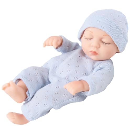 Asudaro Mini Baby Puppe, 18cm New Born Baby Puppe Weiches Vinyl Körper Real Life Babypuppe Mini Schlafen Wiedergeburt Puppen Realistisches Spielzeug für Mädchen Jungen Kleinkinder Kinder Typ 16 von Asudaro