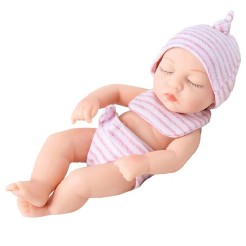 Asudaro Mini Baby Puppe, 18cm New Born Baby Puppe Weiches Vinyl Körper Real Life Babypuppe Mini Schlafen Wiedergeburt Puppen Realistisches Spielzeug für Mädchen Jungen Kleinkinder Kinder Typ 7 von Asudaro