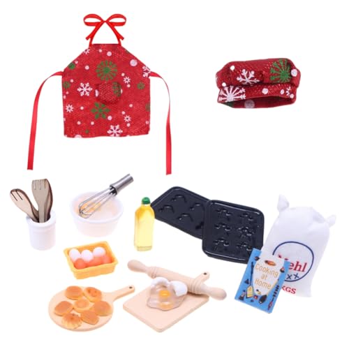 Asudaro Miniatur Tisch Puppenhaus Miniatur Lebensmittel Puppenhaus Zubehör Weihnachtselfen-Koch- und Backset für Kinder Mädchen Jungen Puppenhaus Dekor von Asudaro