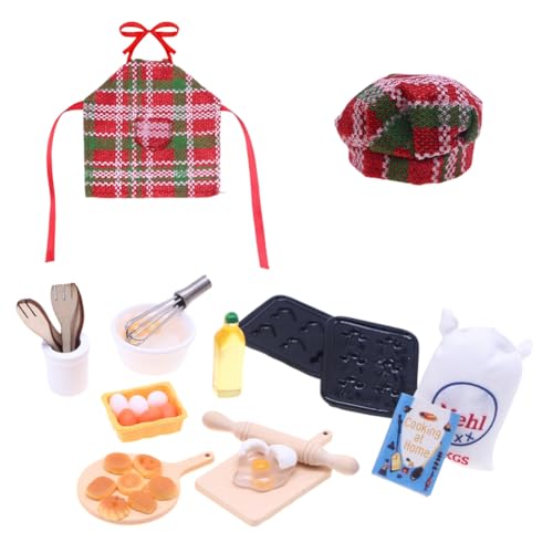 Asudaro Miniatur Tisch Puppenhaus Miniatur Lebensmittel Puppenhaus Zubehör Weihnachtselfen-Koch- und Backset für Kinder Mädchen Jungen Puppenhaus Dekor von Asudaro