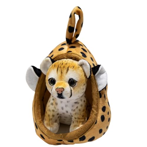 Asudaro Plüschtiere,18cm Haustiernest Plüschtier Löwe/Giraffe/Leopard/Brauner Tiger/Weißer Tiger+Wowo Plüschtiernest Spielzeug Hängedekoration für Kinder Mädchen Jungen von Asudaro