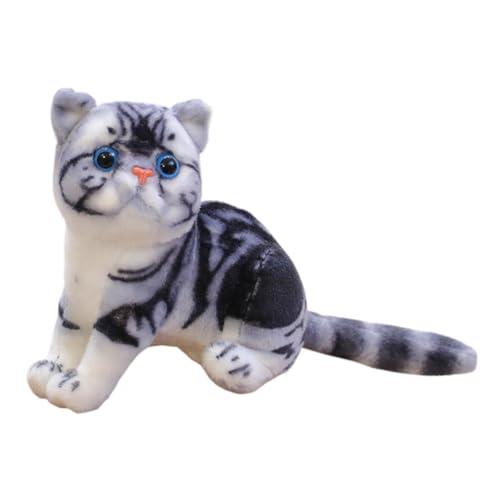 Asudaro Simulation Katze Plüschtier, 26 cm Höhe Katzen-Plüschtier simulierte Katze Plüschpuppe Plüsch Katzenspielzeug mit langem Schwanz für Frauen Kinder Spiel interaktives Spielzeug Desktop von Asudaro