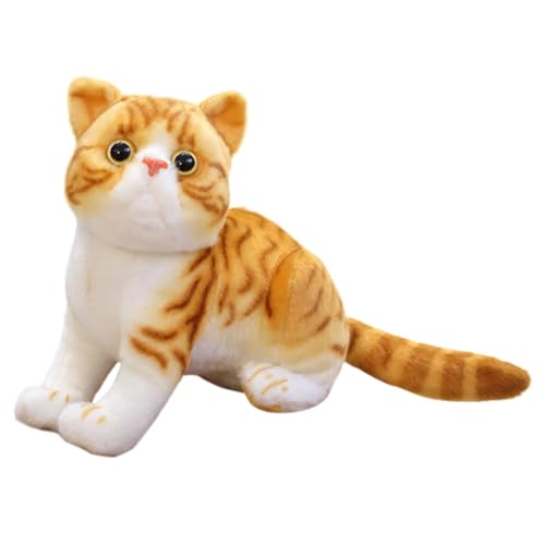 Asudaro Simulation Katze Plüschtier, 26 cm Höhe Katzen-Plüschtier simulierte Katze Plüschpuppe Plüsch Katzenspielzeug mit langem Schwanz für Frauen Kinder Spiel interaktives Spielzeug Desktop von Asudaro