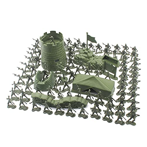 Asudaro Soldaten Spielset, 100pcs 4cm Armee Soldaten Figuren Militär Modell Spielesets Mini Plastik Spielzeugsoldaten Figuren Militärsoldat Modell Spielzeug Action Militär Figuren für Jungen Grün von Asudaro